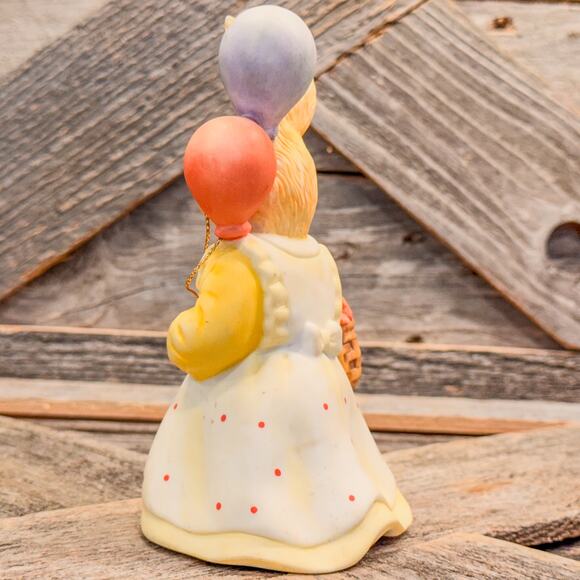 1987 Vintage Lefton-Ceramic Bisque Bunny-Balloons and Basket of a Flowers-5.5”H - Picture 4 of 8